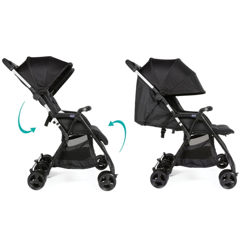 Chicco - Bērnu ratiņi dvīņiem OHLALA TWIN Black Nakts melna