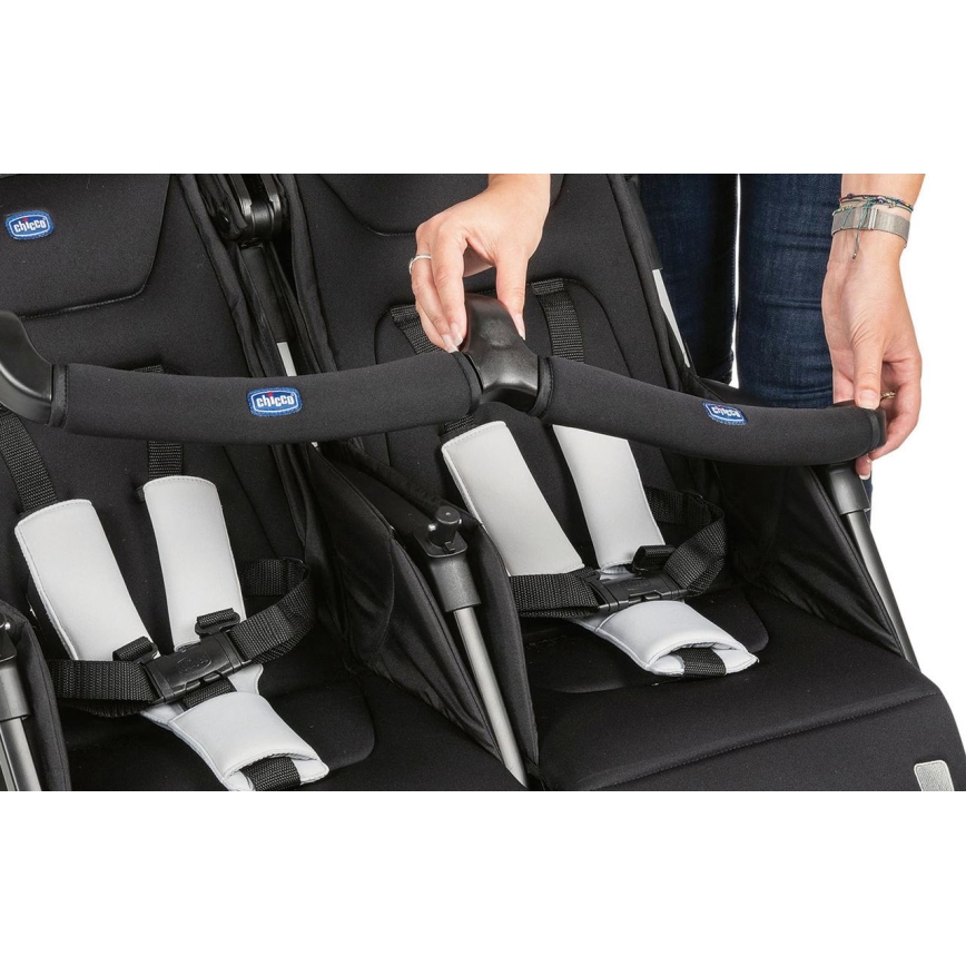 Chicco - Bērnu ratiņi dvīņiem OHLALA TWIN Black Nakts melna