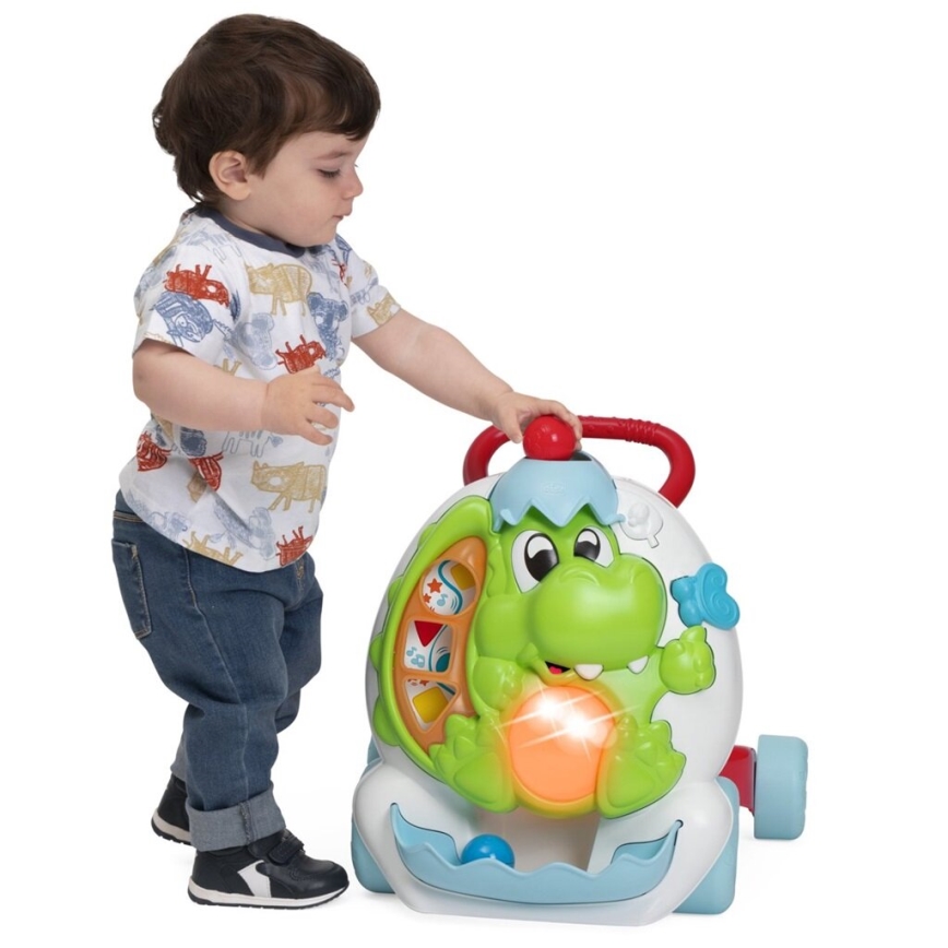 Chicco - Bērnu staigulītis ar aktivitātēm un zvukem 2in1 DINO 2xAA