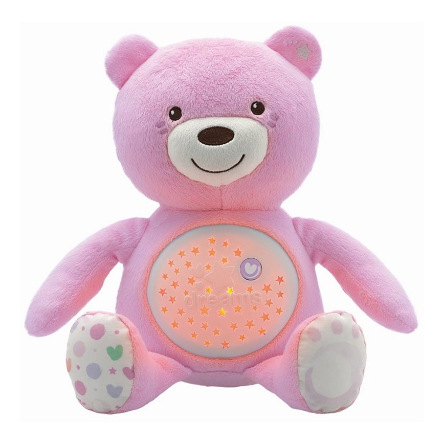 Chicco - Projektors ar melodiju BABY BEAR 3xAAA rozā