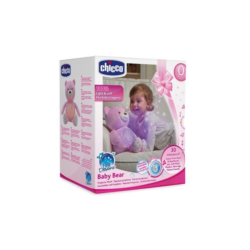 Chicco - Projektors ar melodiju BABY BEAR 3xAAA rozā