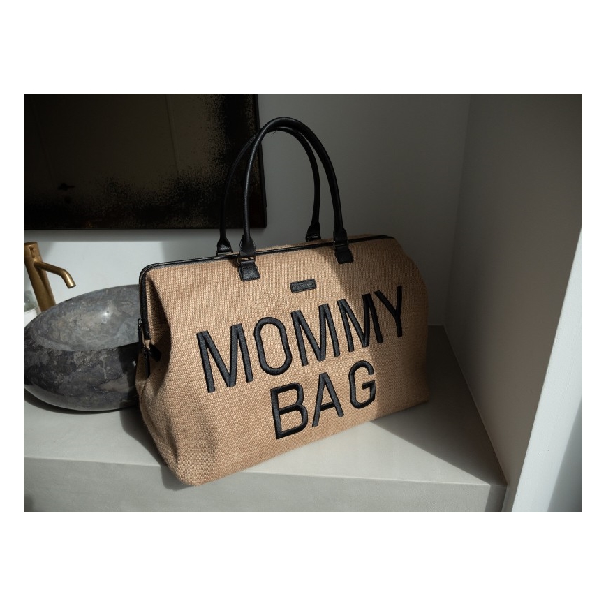 Childhome - Pārtīšanas soma MOMMY BAG RAFFIA LOOK bēša
