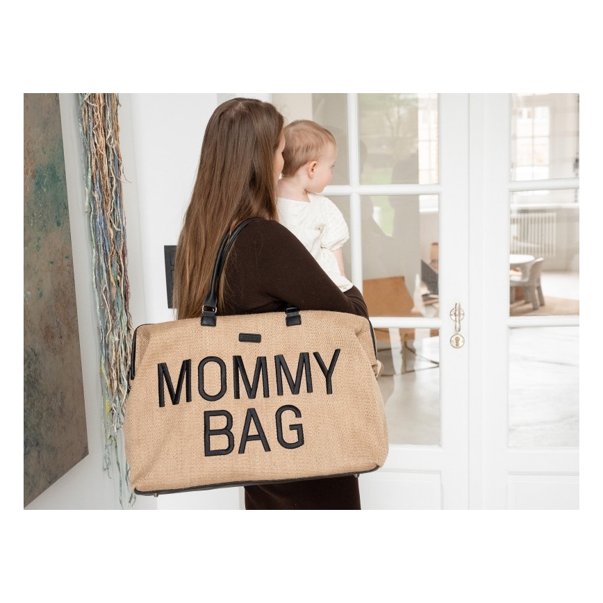 Childhome - Pārtīšanas soma MOMMY BAG RAFFIA LOOK bēša