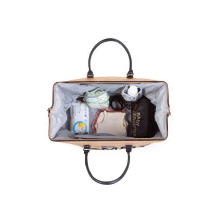 Childhome - Pārtīšanas soma MOMMY BAG RAFFIA LOOK bēša