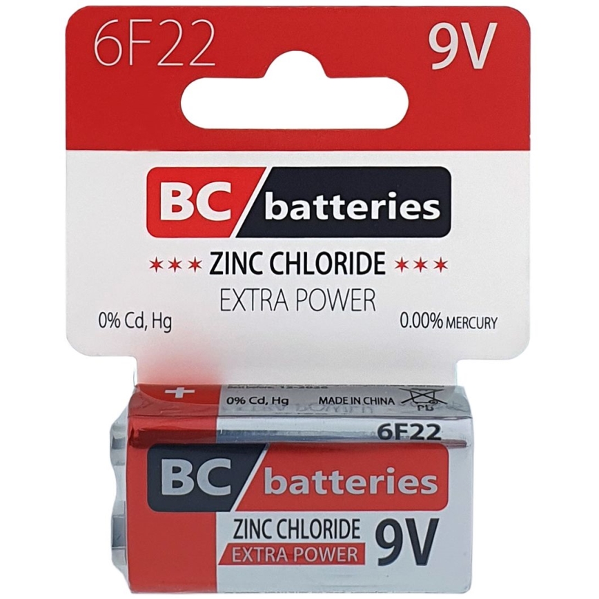 Cinka hlorīda baterija 6F22 EXTRA POWER 9V