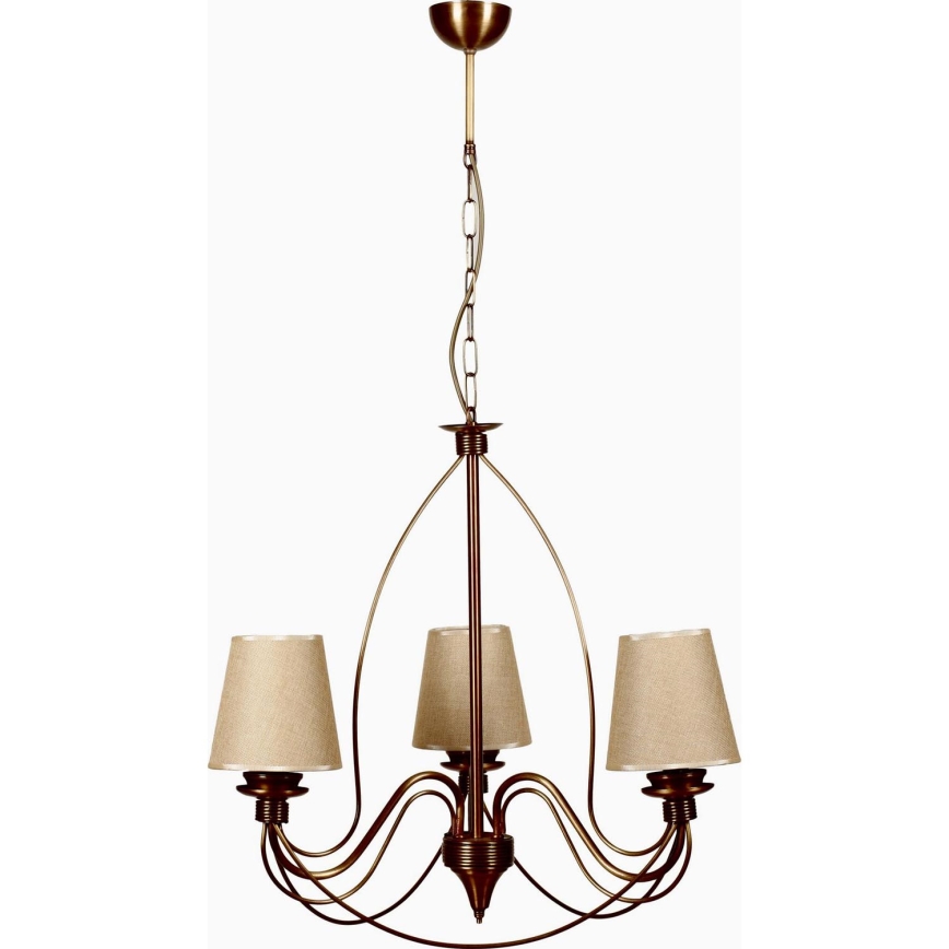 CLASSIC lustra uz ķēdes 3xE14/40W/230V bronzas/bēšs