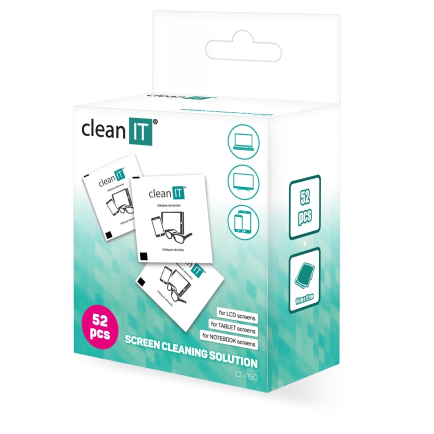 CLEAN IT CL-150 - Vienreizējās tīrīšanas mitrās salvetes 52 gab.