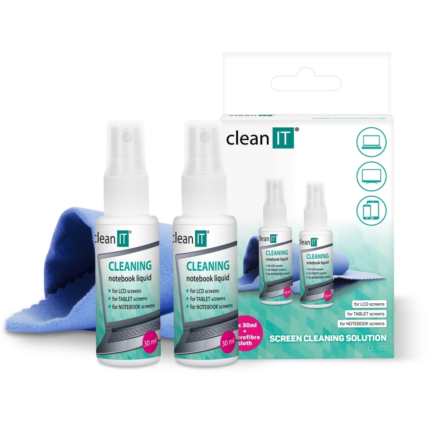 CLEAN IT CL-182 - Ekrāna tīrīšanas šķīdums ar drānu 2x 30 mm