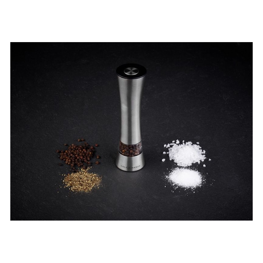 Cole&Mason - Elektrisks salt or pepper grinder BURFORD 4xAAA 18 cm matēts hroms