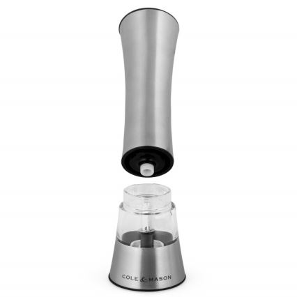Cole&Mason - Elektrisks salt or pepper grinder BURFORD 4xAAA 18 cm matēts hroms