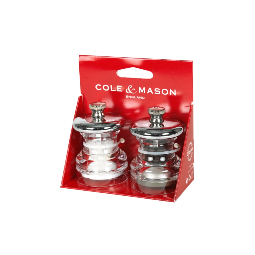 Cole&Mason - Sāls un piparu dzirnaviņu komplekts BUTTON 2 gab., 6,5 cm
