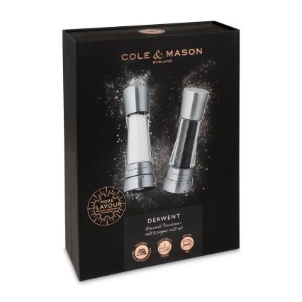 Cole&Mason - Sāls un piparu dzirnaviņu komplekts DERWENT 2 pcs 19 cm, spīdīgs hroms