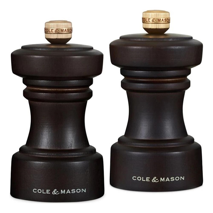 Cole&Mason - Sāls un piparu dzirnaviņu komplekts HOXTON 2 gab. 10,4 cm dižskābardis/brūna