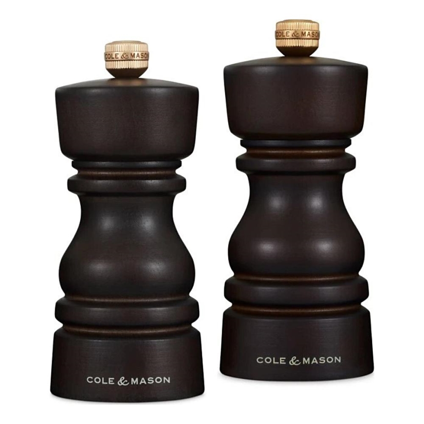 Cole&Mason - Sāls un piparu dzirnaviņu komplekts LONDON 2 gab. 13 cm dižskābardis/brūna