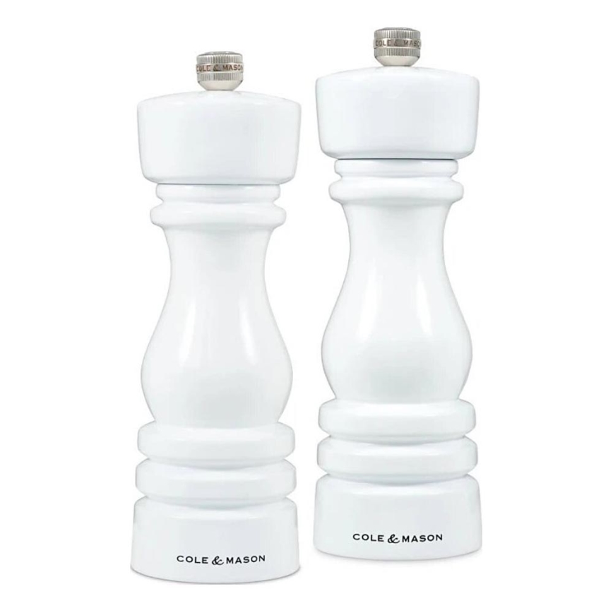 Cole&Mason - Sāls un piparu dzirnaviņu komplekts LONDON 2 gab. 18 cm dižskābardis/balta