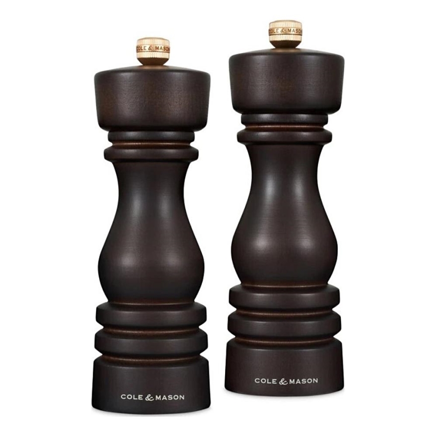 Cole&Mason - Sāls un piparu dzirnaviņu komplekts LONDON 2 gab. 18 cm dižskābardis/brūna