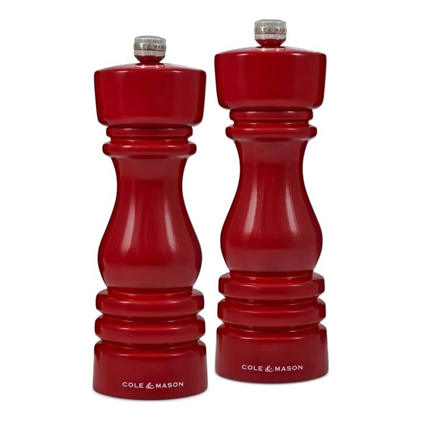 Cole&Mason - Sāls un piparu dzirnaviņu komplekts LONDON 2 gab. 18 cm dižskābardis/sarkana