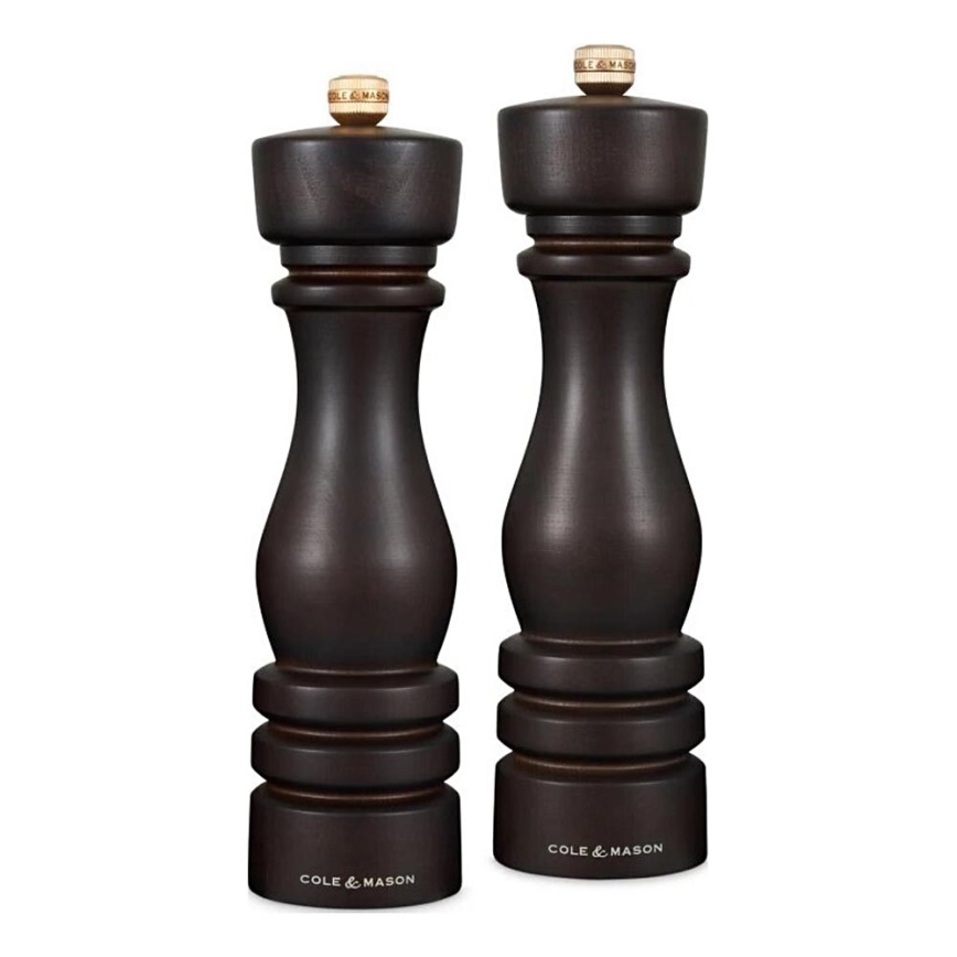 Cole&Mason - Sāls un piparu dzirnaviņu komplekts LONDON 2 gab. 22 cm dižskābardis/brūna