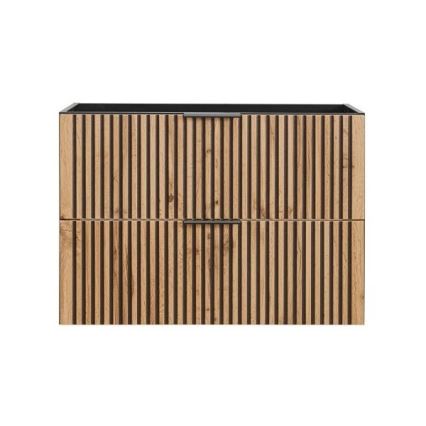 COMAD XILO BLACK WOTAN 82-80-D-2S - Vannas istabas skapītis zem izlietnes XILO 57x80,2 cm melns/ozols wotan