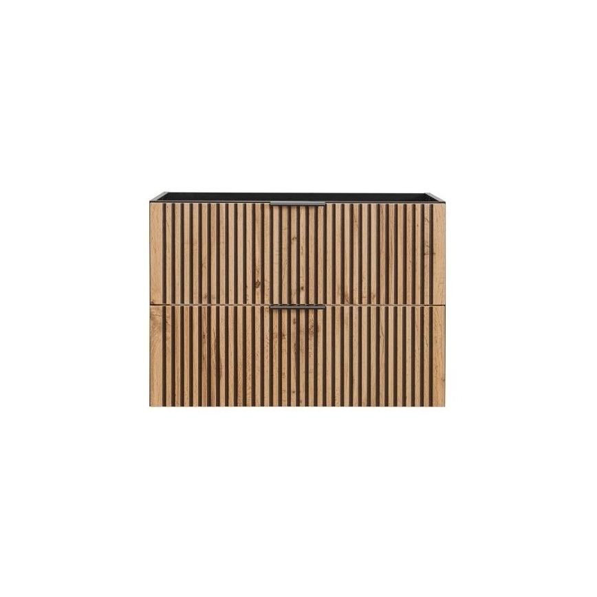 COMAD XILO BLACK WOTAN 82-80-D-2S - Vannas istabas skapītis zem izlietnes XILO 57x80,2 cm melns/ozols wotan