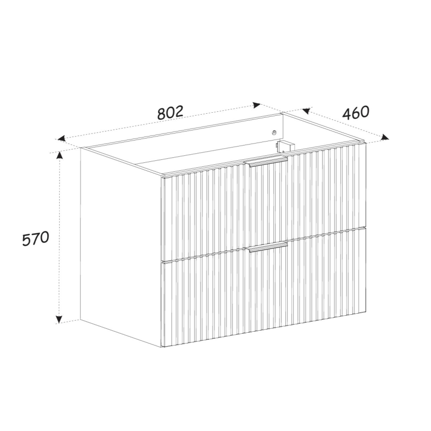 COMAD XILO BLACK WOTAN 82-80-D-2S - Vannas istabas skapītis zem izlietnes XILO 57x80,2 cm melns/ozols wotan