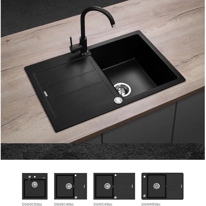 Concept BDG3334BC - Izlietnes jaucējkrāns 33,5 cm granīts/melns