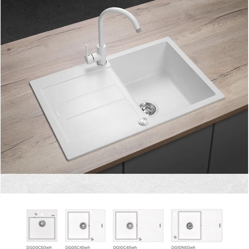 Concept BDG3334WH - Virtuves izlietnes jaucējkrāns, 33,5 cm, granīta un baltā apdare