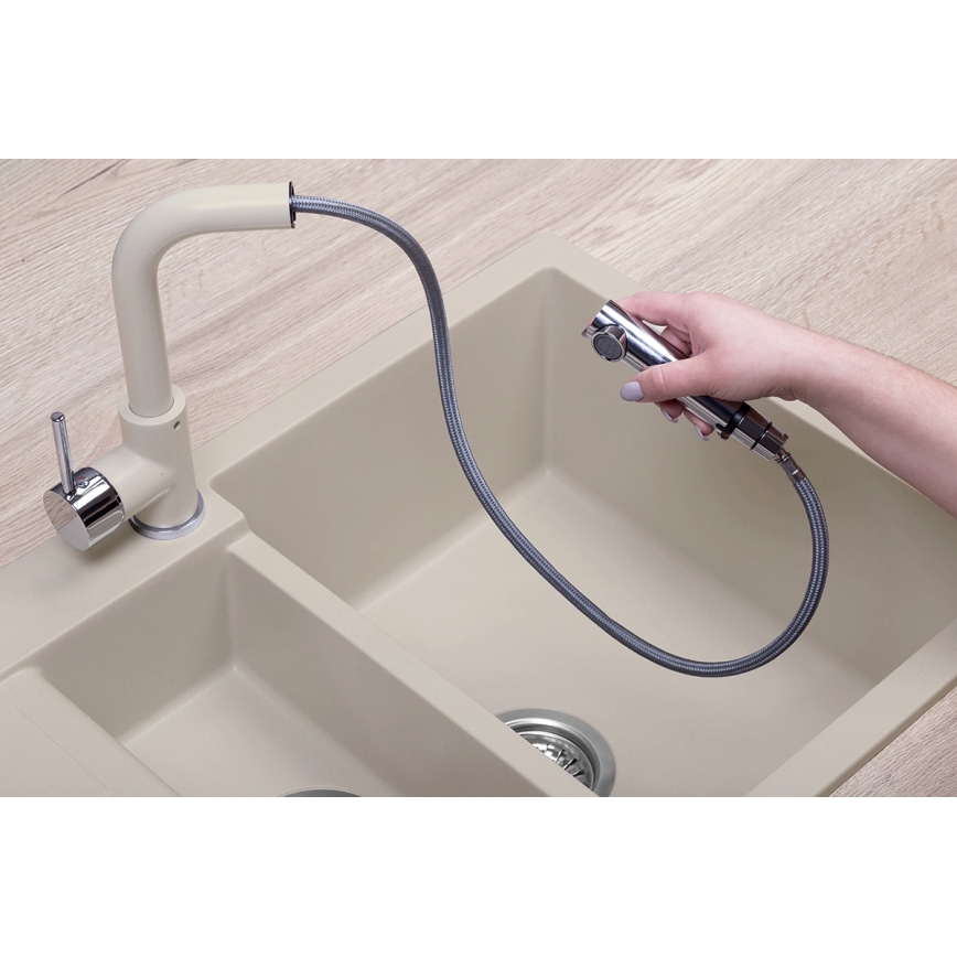 Concept BDG4527BE - Izlietnes jaucējkrāns ar izvelkamu izsmidzinātāju 26,9 cm granīta/bēšs