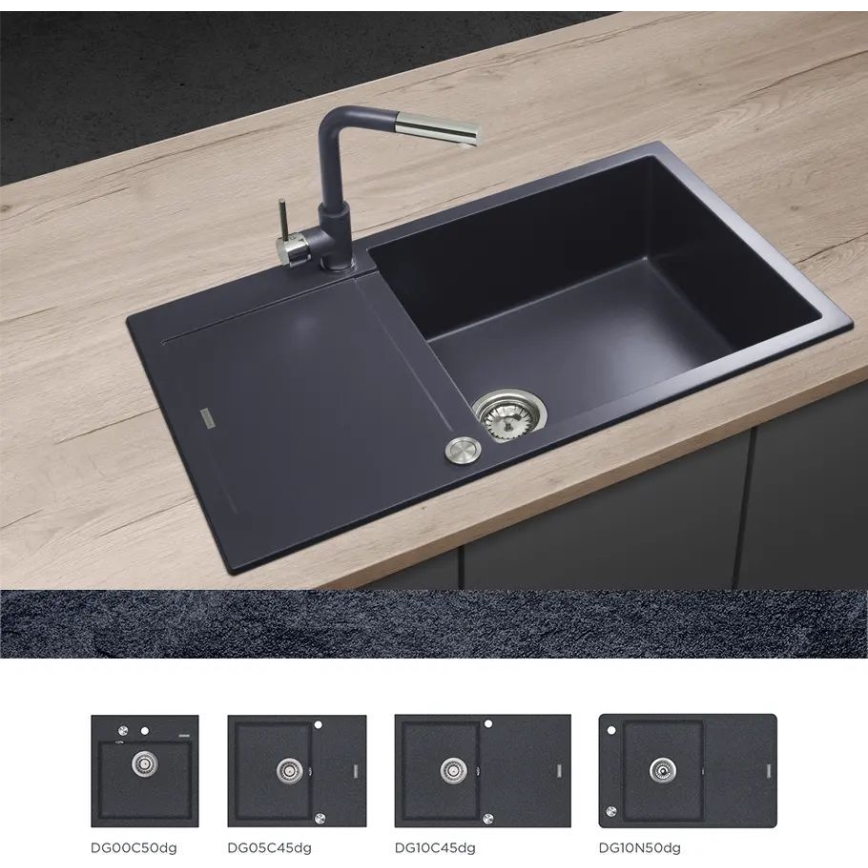 Concept BDG4527DG - Izlietnes jaucējkrāns ar izvelkamu izsmidzinātāju 26,9 cm, granīts/tumši pelēks