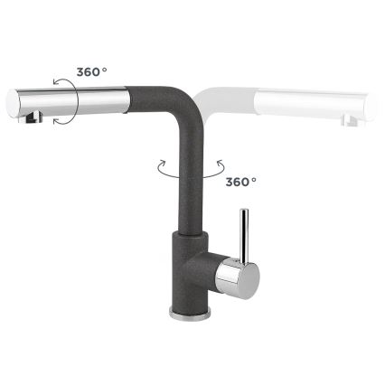 Concept BDG4527DG - Izlietnes jaucējkrāns ar izvelkamu izsmidzinātāju 26,9 cm, granīts/tumši pelēks