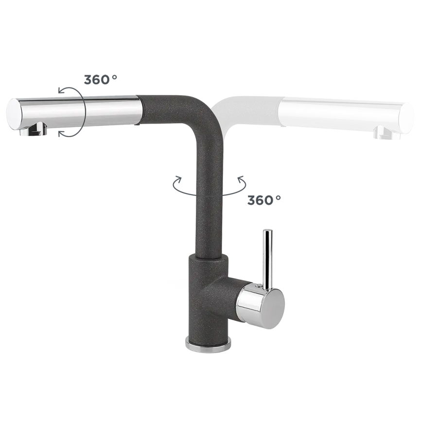 Concept BDG4527DG - Izlietnes jaucējkrāns ar izvelkamu izsmidzinātāju 26,9 cm, granīts/tumši pelēks