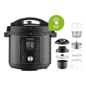 Concept CK8000 - Multifunkcionāla elektriskā spiedkanna un karstgaisa fritēze 5,6 l 11 vienā 1500W/230V melna