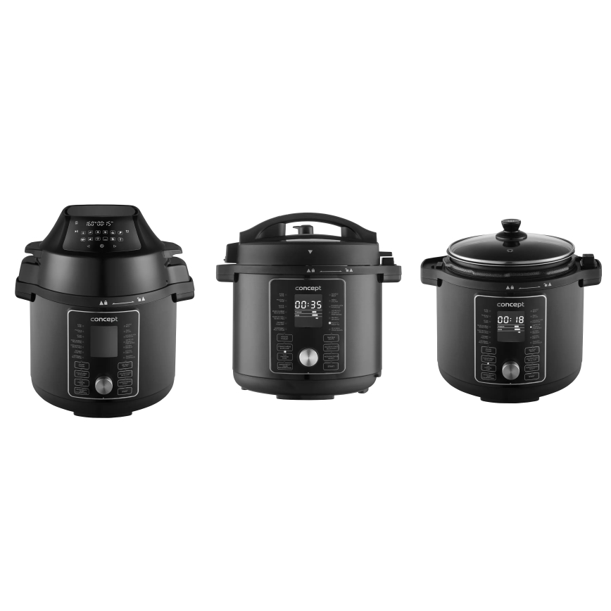 Concept CK8000 - Multifunkcionāla elektriskā spiedkanna un karstgaisa fritēze 5,6 l 11 vienā 1500W/230V melna