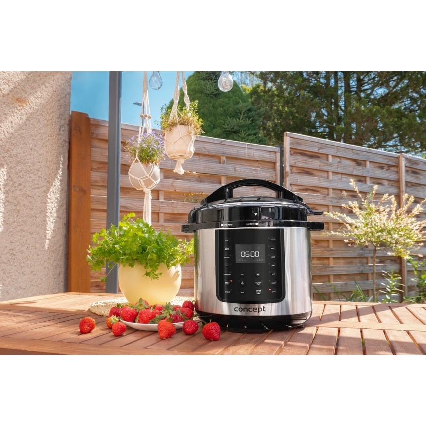 Concept CK8001 - Multifunkcionāls elektriskais spiedkatls 5,6 l 1000W/230V Wi-Fi nerūsējošais tērauds