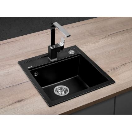 Concept DG00C50BC - CUBIS virtuves izlietne 49x51 cm, no granīta, melnā krāsā