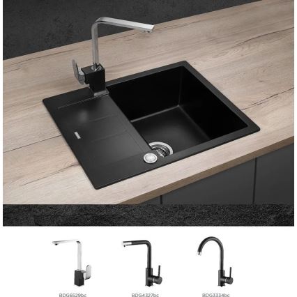 Concept DG05C45BC - Virtuves izlietne CUBIS 50x62 cm granīts/melns
