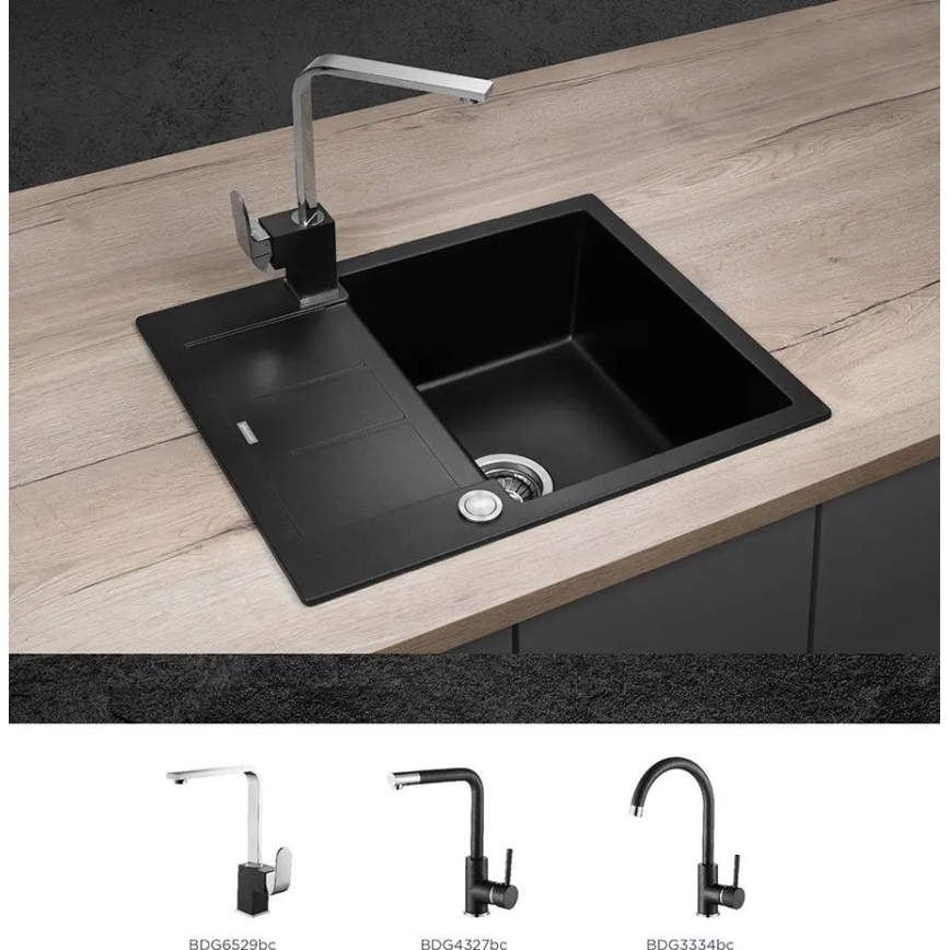 Concept DG05C45BC - Virtuves izlietne CUBIS 50x62 cm granīts/melns