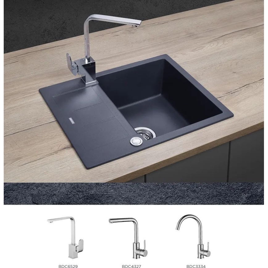 Concept DG05C45DG - Virtuves izlietne CUBIS 50x62 cm granīta/tumši pelēka