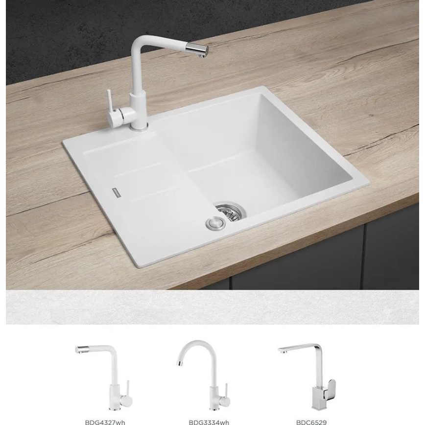 Concept DG05C45WH - Virtuves izlietne CUBIS 50x62 cm granīta/balta