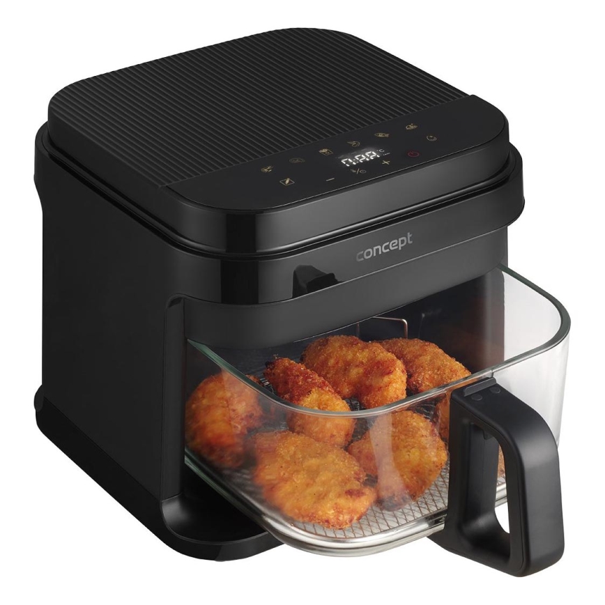 Concept FR5500 - Karstā gaisa fritēšanas ierīce GLASS & FAST 5,5 l 1200W/230V melna