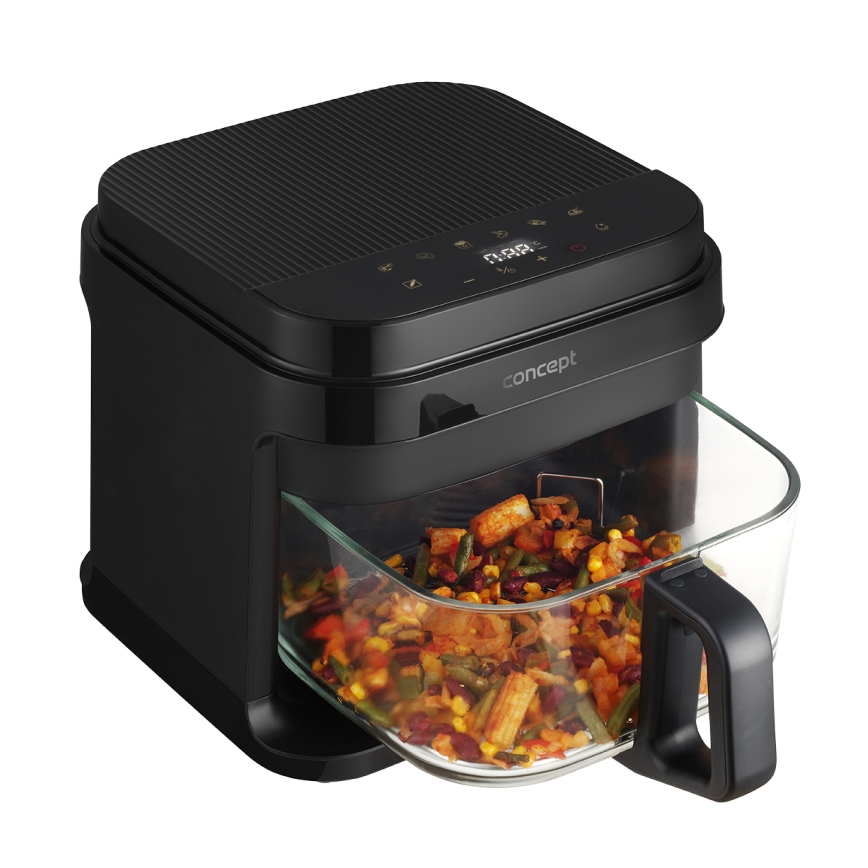Concept FR5500 - Karstā gaisa fritēšanas ierīce GLASS & FAST 5,5 l 1200W/230V melna