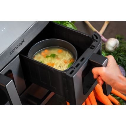 Concept FR9000 - Karstgaisa fritieris PIZZA TRIO 18,5 l 2700W/230V nerūsējošais tērauds/melns