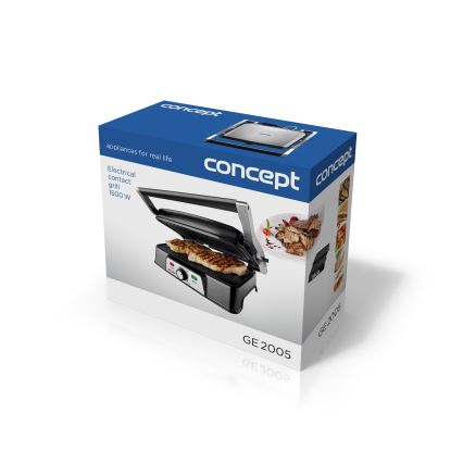 Concept ge2005 - Kontaktgrils 1500W/230V nerūsējošs tērauds/melna