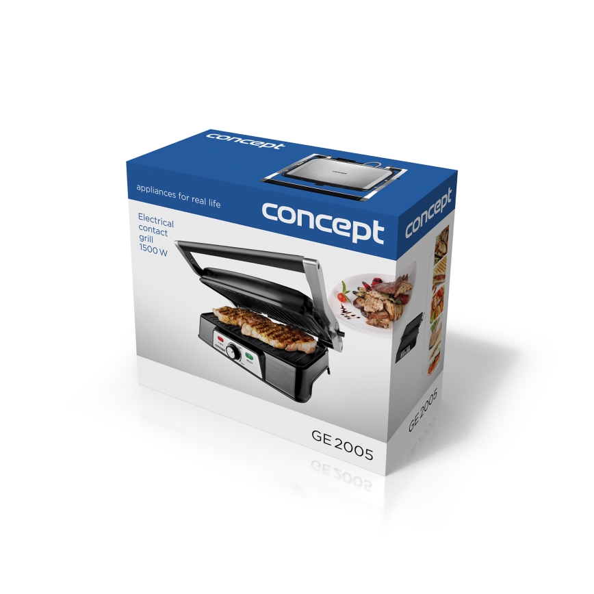 Concept ge2005 - Kontaktgrils 1500W/230V nerūsējošs tērauds/melna