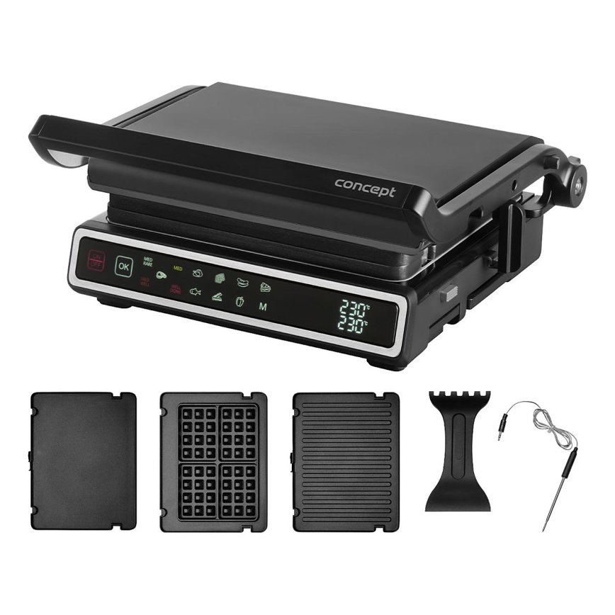 Concept ge3550 - Kontaktgrils ar temperatūras sensoru 2000W/230V melns