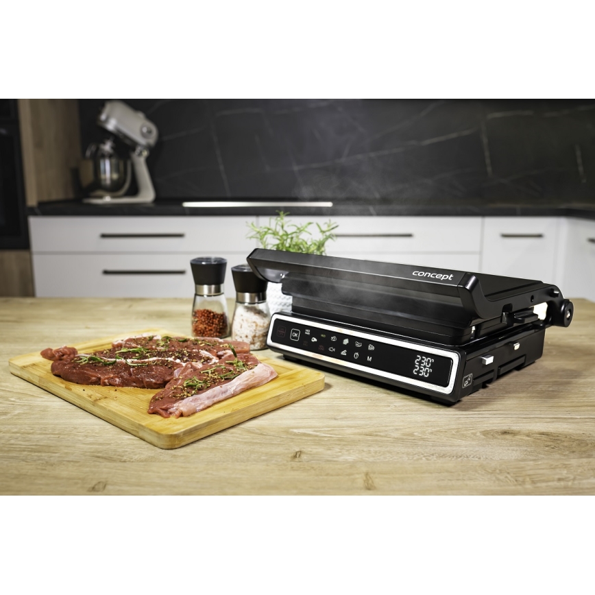 Concept ge3550 - Kontaktgrils ar temperatūras zondi 2000W/230V melna