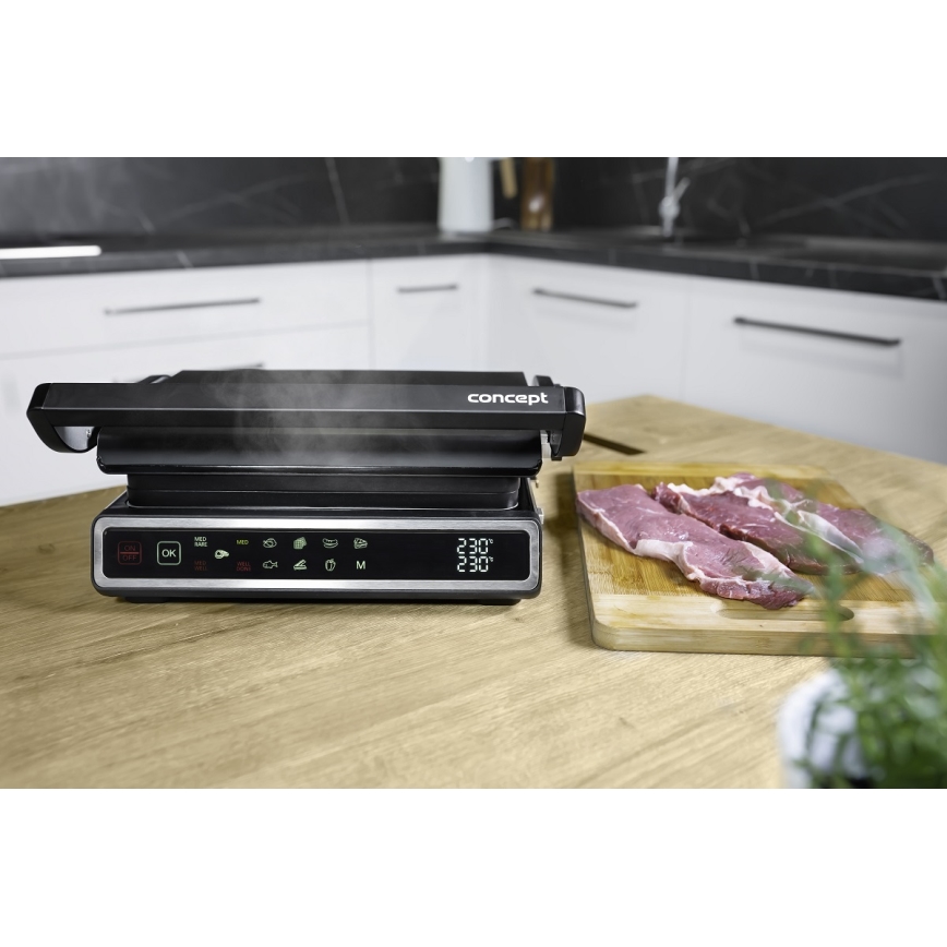 Concept ge3550 - Kontaktgrils ar temperatūras zondi 2000W/230V melna