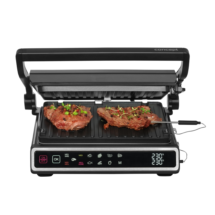 Concept ge3550 - Kontaktgrils ar temperatūras zondi 2000W/230V melna