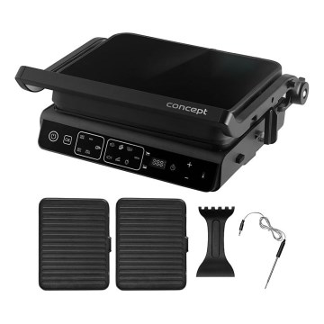 Concept ge3600 - Kontaktgrils ar temperatūras sensoru GLASS 2000W/230V melns