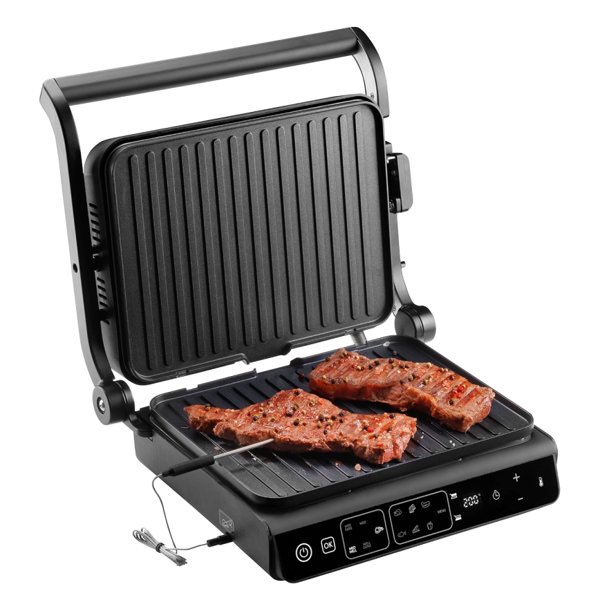 Concept ge3600 - Kontaktgrils ar temperatūras zondi GLASS 2000W/230V melna
